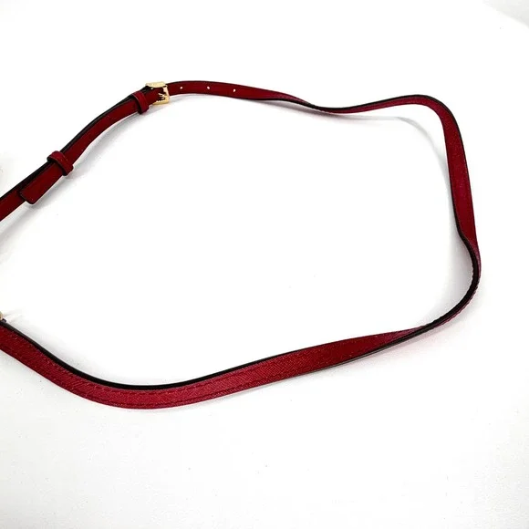 Michael Kors Jet Set Travel Saffiano Leather Crossbody Red - Gold Chain Strap EC - Picture 14 of 15